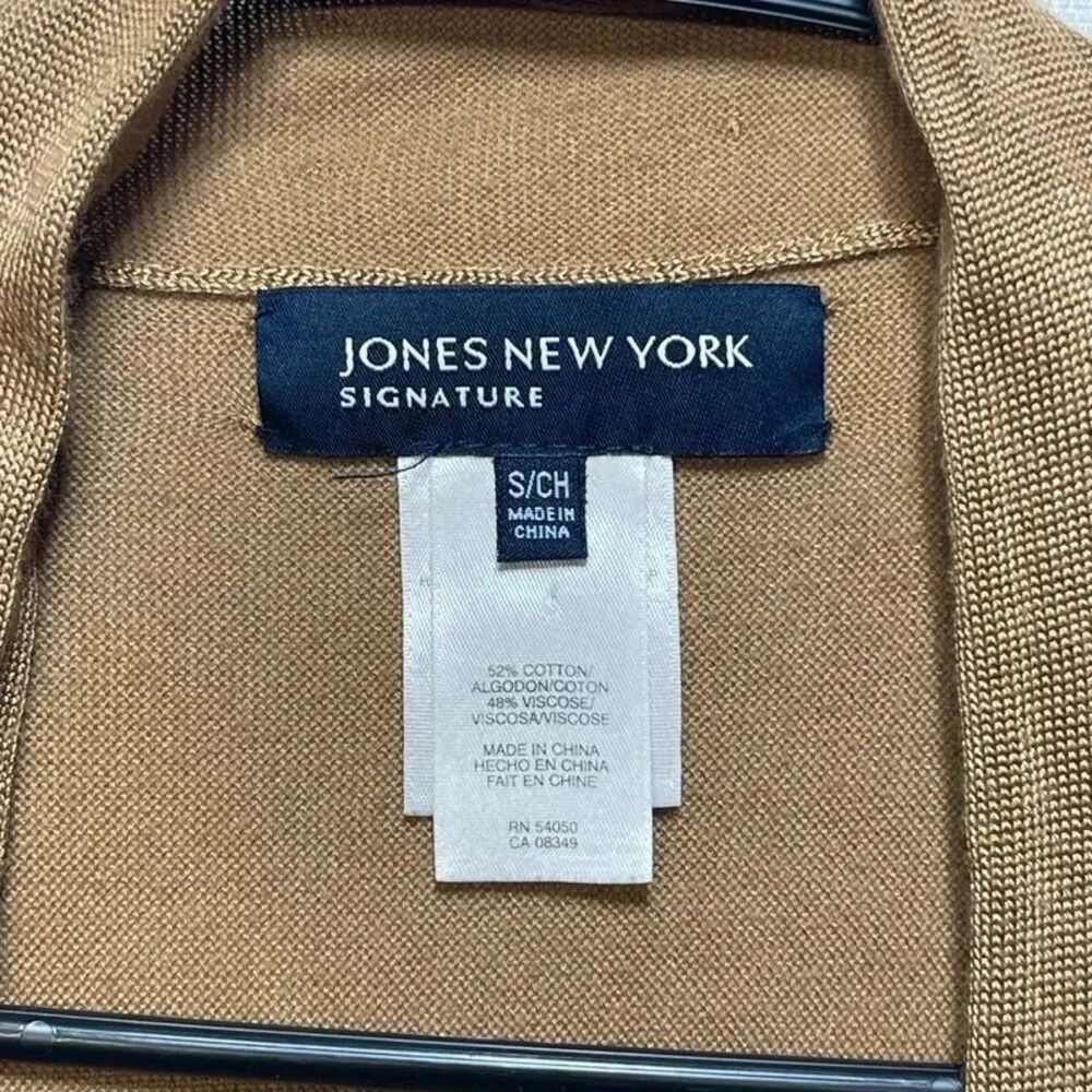 Jones New York Signature Womens Cardigan Brown Open Front Draped Size Small - Picture 3 of 5